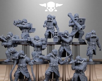 Grimguard rocketeers / soldier / heavy / rocket launcher / imperial / infantry / sci fi / space  / station forge / 3d print / wargaming