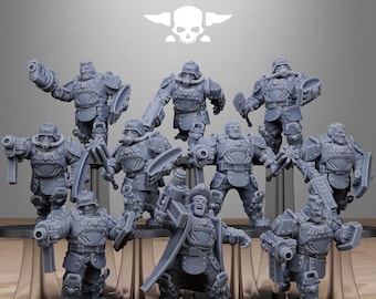 Grimguard armoured mutants / soldier / mutant / imperial / infantry / sci fi / space / table top / station forge / 3d print /wargaming