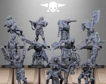 Techno Savanger Necromants: Station Forge, Cultist Cyborg, Scfi 3D Resin printed Wargaming Miniatures