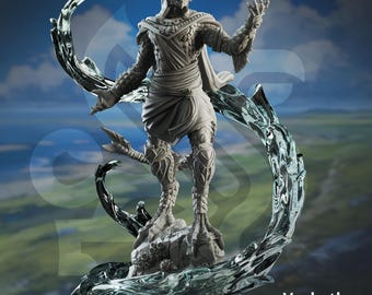 Voskathar - dragonborn of the tides / dragonfolk / wizard / spellcaster / druid / magic / dnd / dm stash / 3d print / tabletop / 32mm / 75mm