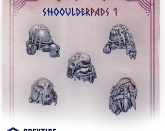 Shoulder pads 1 - 9 / shoulders / tribal / viking / marine / war / kitbash / hounds/ sci fi / space / greytide studio / 3d print / wargaming