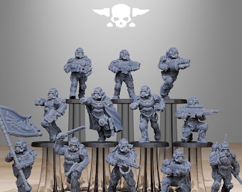 Grimguard enforcers / soldier / commando / imperial / infantry / sci fi / space / table top / station forge / 3d print / wargaming