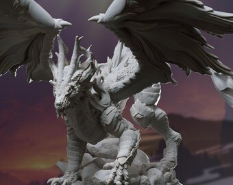Dragón lunar antiguo - glanbeli / dragón / monstruo / magia / pathfinder / dnd / alijo de dm / impresión 3d / miniatura de mesa / 32 mm / 75 mm
