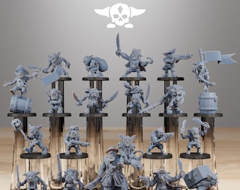 Goblin pirates /pirates / goblins / orc / infantry / sci fi / space / table top / station forge / 3d print / 4k mini / wargaming