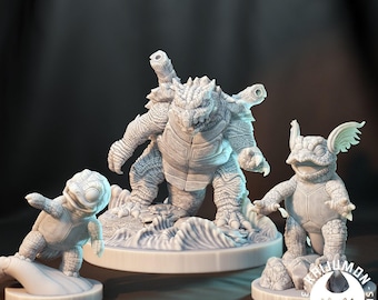 Water starter / pokemon / kaijumon / squirtle / blastoise / dnd / monster / miniature / 3d print / 4k mini / tabletop miniature