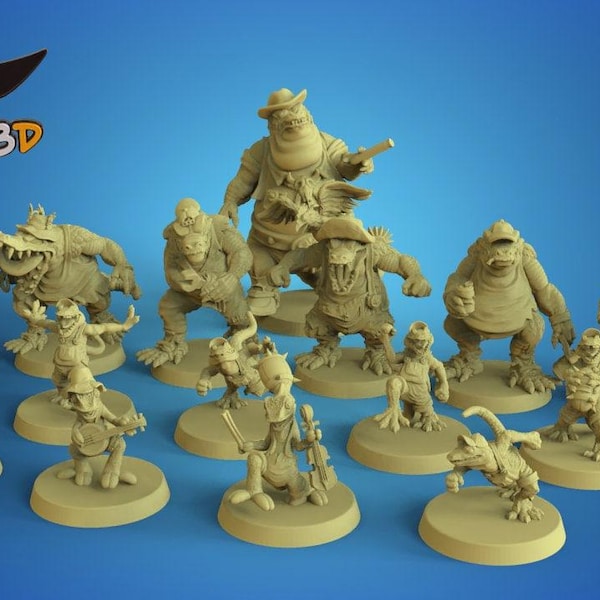 Lézards à cou rouge équipe de football Fantasy / lézards / équipe de lézards / équipe de football Fantasy / sur table / figurines / jeu de société