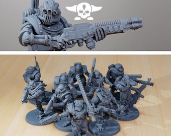 Scavenger frontliners / mech / marine / robot / infantry / sci fi / space / table top / station forge / 3d print / 4k mini / wargaming