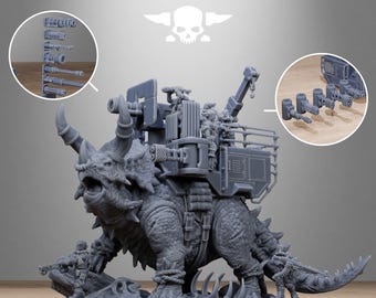 GrimGuard Jungle Fighters Triceratank: Stationforge Tank, Resin 3D Wargaming Dino Tank