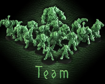 Grote groene / orc fantasy football team / orc team / tafelblad / miniaturen / bordspel