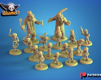 A clockwork green football team / goblin / goblin team / clockwork orange / fantasy football team / tabletop / miniatures / boardgame