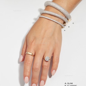 Pave Diamond Half Eternity Bangle Bracelet 14k 18k Real Solid Gold Round Lab Grown Diamond Statement Bracelet 10k Layering Hinge Bracelet