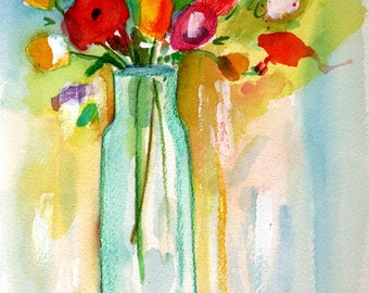 Flowers for Mom original mixed media painting