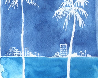 Palms Puerto Vallarta original watercolor painting