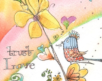 Trust Love original watercolor