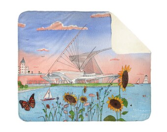 Sherpa Fleece Blanket - Sunset Calatrava