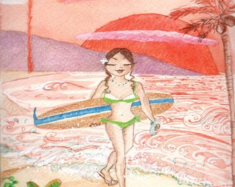 Surf Doll -6pk Greeting Cards