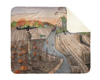 Sherpa Fleece Blanket - Harvest Sunset