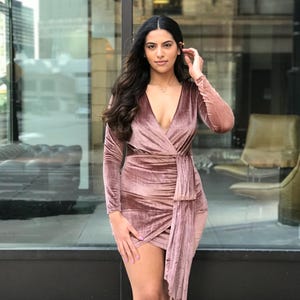 Ruched Velvet Dress - Etsy
