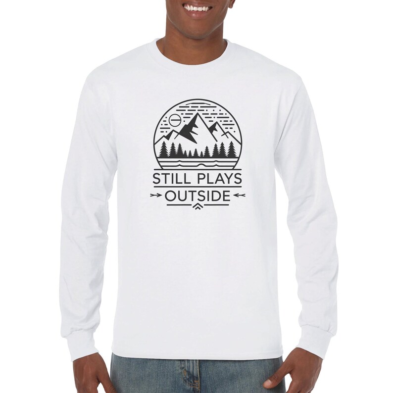 Adventure Lifestyle Long Sleeve Cotton Tee Nature Enthusiast Outdoor Apparel Comfortable Crew Neck Shirt Hiking Camping Gift Soft Ringspun Fabric Lightweight Material Perfect Layering Outdoor Activities Apparel Eagle Peak Design Adventure