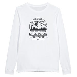 Outdoor Adventure Long Sleeve Cotton Shirt Gift For Nature Enthusiast Camping Friend Hiking Apparel Crew Neck Design Comfortable Fit Soft Ringspun Cotton Fabric Lightweight Material Perfect Layering Piece Eagle Peak Graphic Tee Adventure