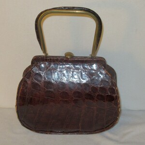 Vintage Mid Century 50&#39;s Alligator Handbag Purse Leather Lined AS IS