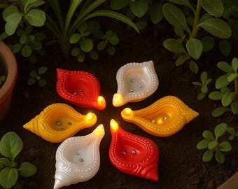 Shankh Water Sensor Diya (Set of 6)