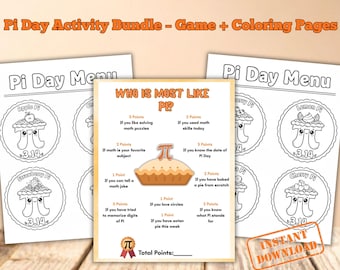 Paquete de actividades imprimibles para el aula del Día de Pi: ¿Quién se parece más a Pi? Juego de matemáticas