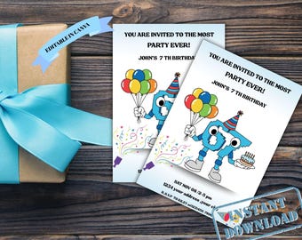 67 Brainrot Birthday Invitation | Italian Brainrot Theme | Editable Canva Template | Kids Party Invite