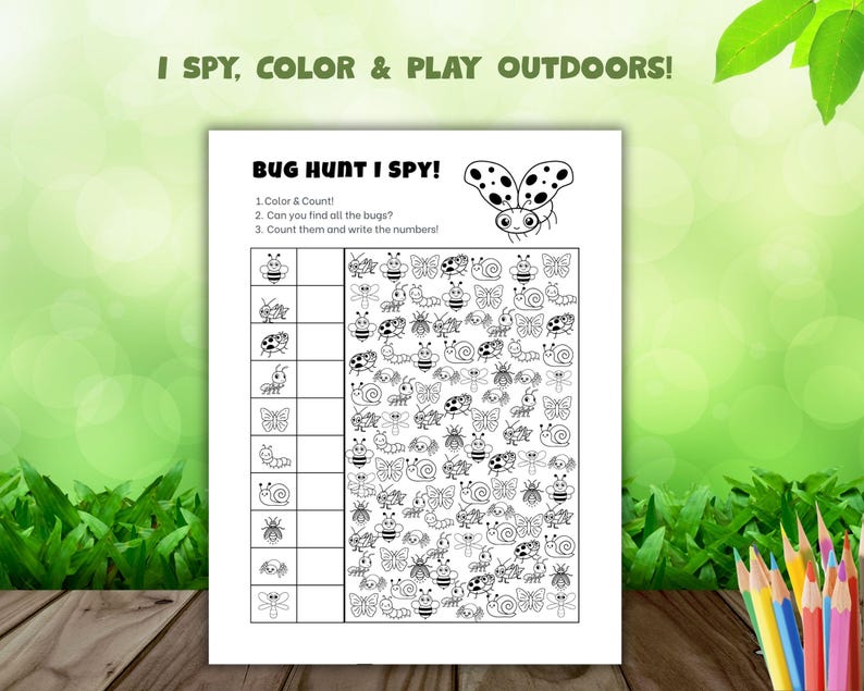 Bug Hunt Kids Printable Bundle | I Spy Activity Placemat & Butterfly ...
