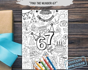 Seis y siete páginas para colorear de moda para buscar y encontrar cumpleaños / 67 juegos imprimibles para fiestas infantiles