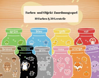 Montessori Farben Zuordnungsspiel | Vorschul Lernspiel | Farben lernen | Kindergarten Aktivität | Druckbares Lernmaterial