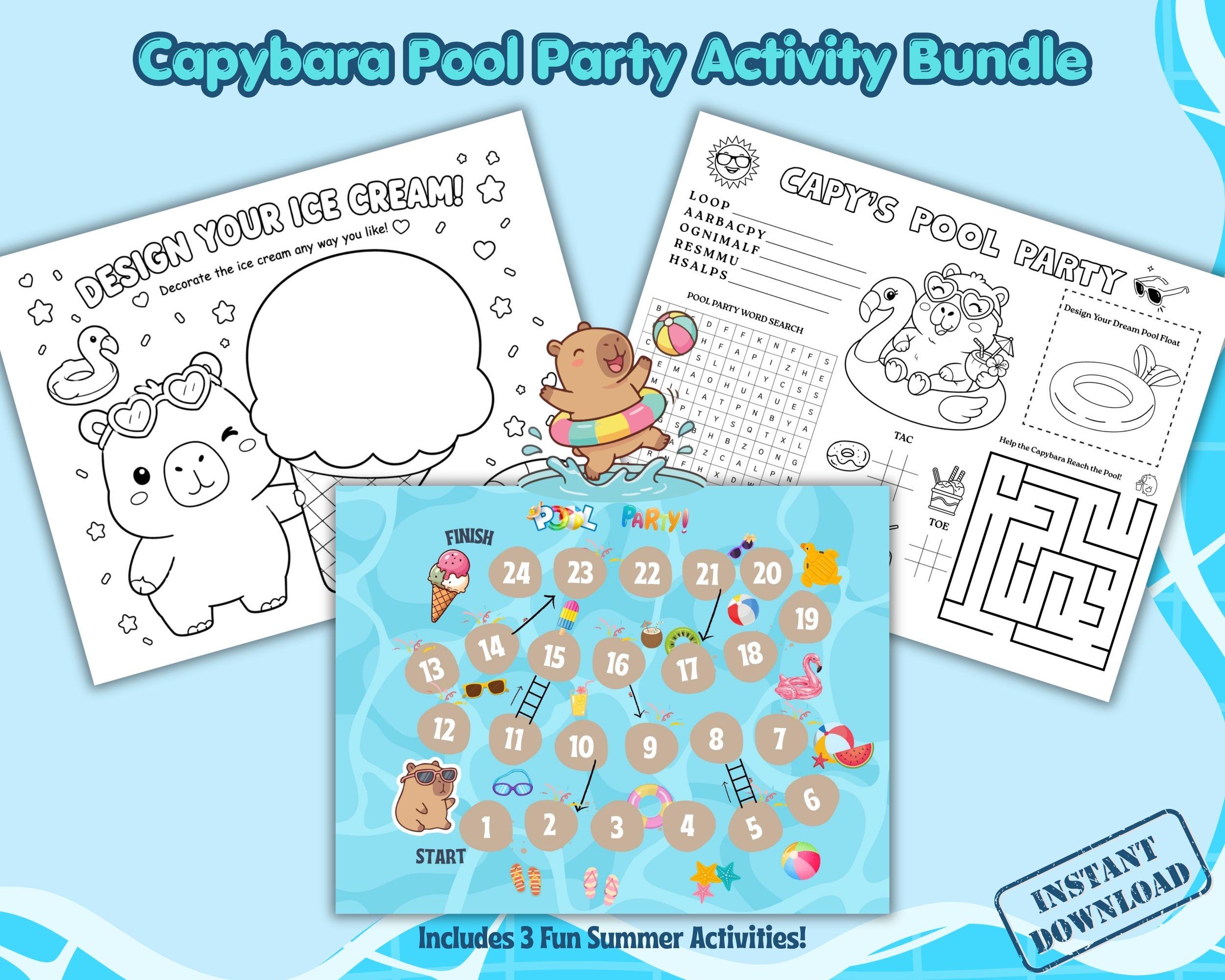 Capybara Pool Party Activity Bundle | Printable Summer Activities ...