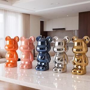 Chrome Bear Figurine Collection - 18/28cm - Colourful Bearbrick - Collectible Piece Sculpture