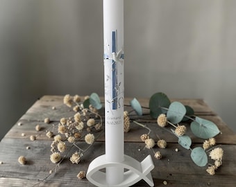 Moderner Kerzenhalter Ichthys für Taufe, Kommunion, Konfirmation – Christlicher Kerzenständer - Geschenkidee 3D-Druck - personalisierbar