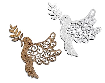 Cardstock Peace Dove Die Cuts Glitter Dove Golden Dove Baptism Doves Wedding Doves Decor