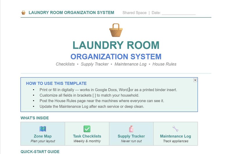 Organized Laundry Room Template - Etsy