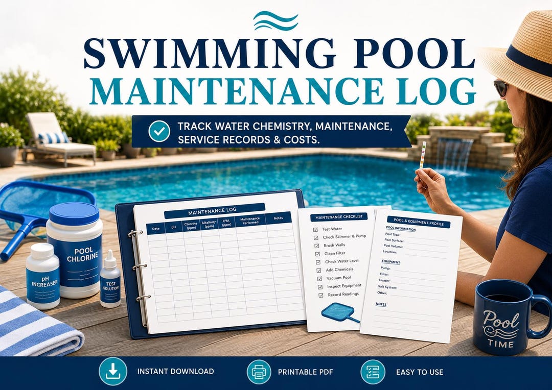 Pool Maintenance Sheet.pdf Printable Pool Maintenance Log | Water Chemistry, Cleaning, Equipment ...