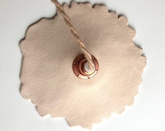 Paper porcelain pendant light - delicate handcrafted ceramic in a floral style - Flower shape - E14 with jute textile cable