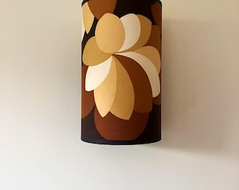 Vintage 1970s floral print wall sconce - Authentic Mid-Century fabric - Handmade in France - Carven Paris signed fabric sconce