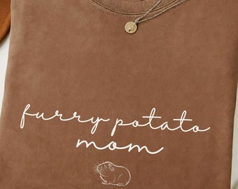 Furry Potato Mom Comfort Colors Shirt, Minimalist Guinea Pig Tee, Cavy Mom T-Shirt, Gift for Pet Lover, Birthday Present