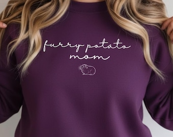 Furry Potato Mom Sweatshirt, Minimalist Guinea Pig gifts Shirt, Cavy Mom Tee, Gift for Pet Lover, Guinea Pig Gifts, Birthday Present