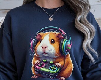 Gamer Guinea Pig Shirt, Cute Video Game Sweatshirt, Cavy Gamer Tee, Gift for Gamer Girl, Gamer Boy Gifts, Pet Lover, Birthday Present