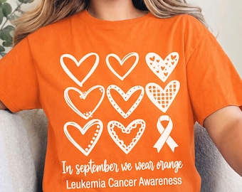 September Leukemia Awareness Shirt, Wear Orange Sweatshirt, Orange Ribbon Cancer Tee, Leukemia Warrior Gift, Support Squad Shirt