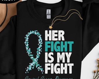 Cervical Cancer Awareness Shirt, Ovarian Cancer Hoodie, Teal Ribbon Sweatshirt, Cervical Warrior Crewneck, Support Squad Gift