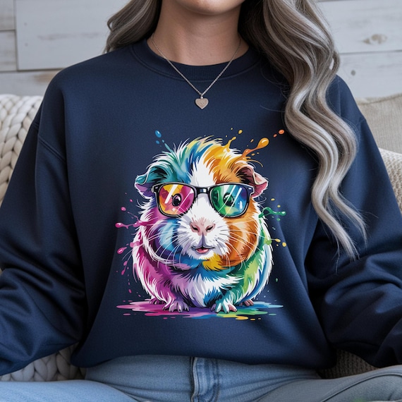 Colorful Kawaii Guinea Pig Sweatshirt, Wheek Shirt,  Retro Style Tee, Gift for Guinea Pig Mom, Pet Lover Gift, Birthday Present