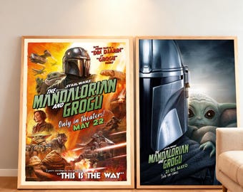 Star Wars The Mandalorian and Grogu Movie Poster | High-Definition Replica Canvas Printing | Frameless | Movie Fan Gifts | Wall Decorations