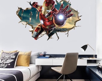 Ironman 3D Wall Decal: Self-Adhesive Vinyl Sticker (60 x 40 cm)