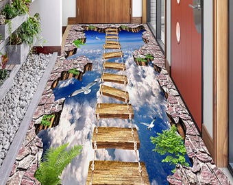3D Sky & Space Floor Sticker: Self-Adhesive Vinyl (100 x 60 cm)