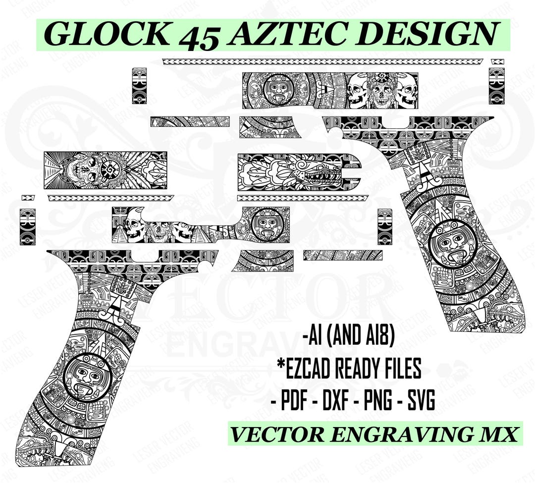 Glock 45 Aztec Laser Engraving Design, SVG DXF AI, Pistol Slide Laser ...