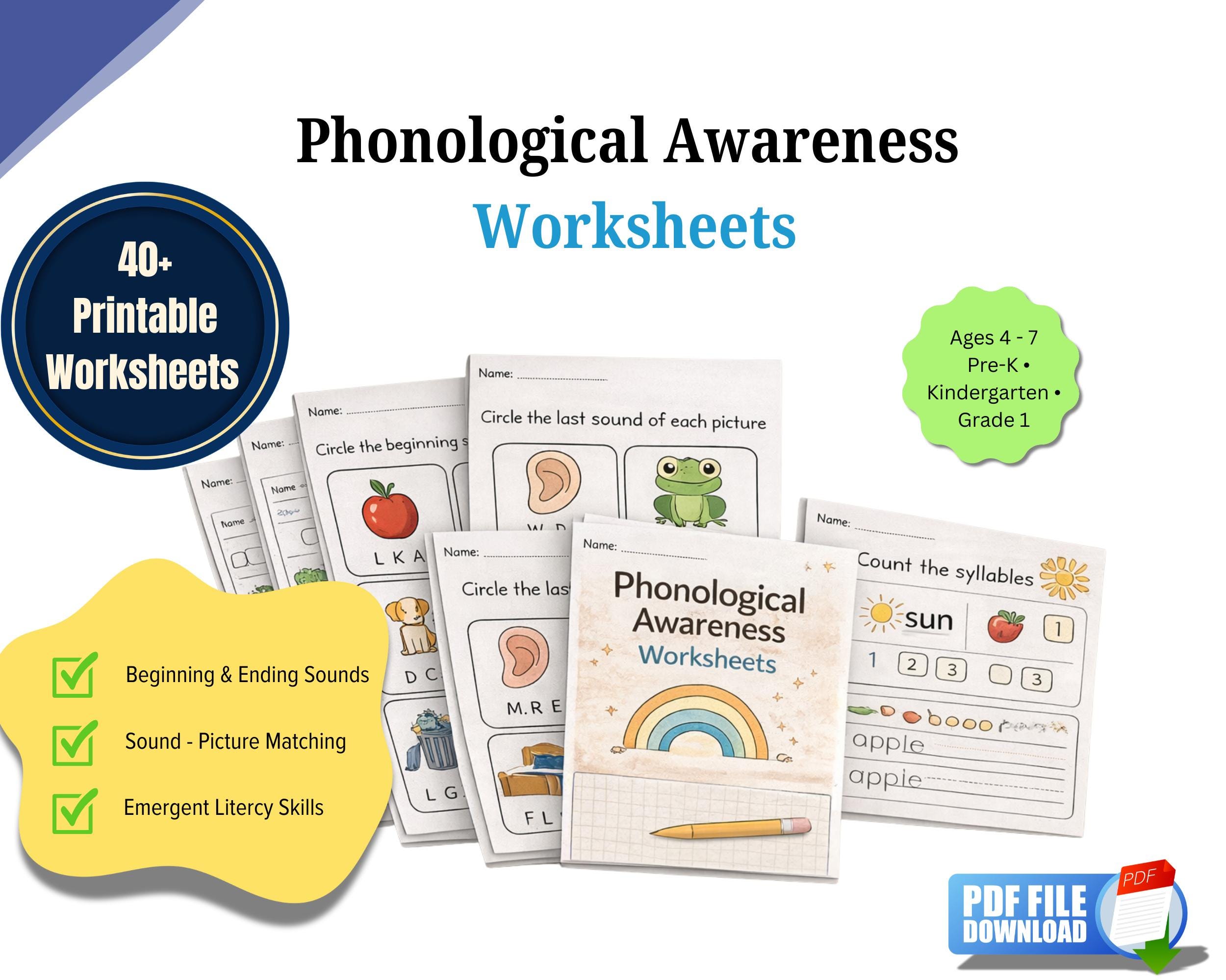 Slp R Printables SLP Phonological Awareness Worksheets | Beginning & Ending Sounds ...